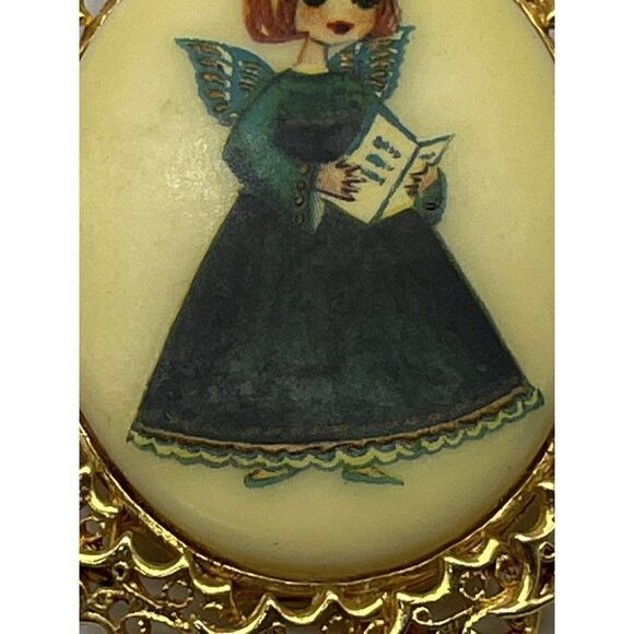 Vintage Signed Tancer II Christmas Brooch Angel Oval - Picture 7 of 7